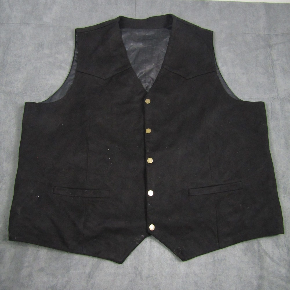 Pattern Vest Mens 3XL Black Western Wool Blend Snap Front Waistcoat